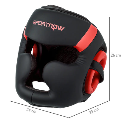 SPORTNOW Boxing Headguard, Headgear Helmet with Adjustable Strap for Full Face Protection for Kickboxing Sparring, Red