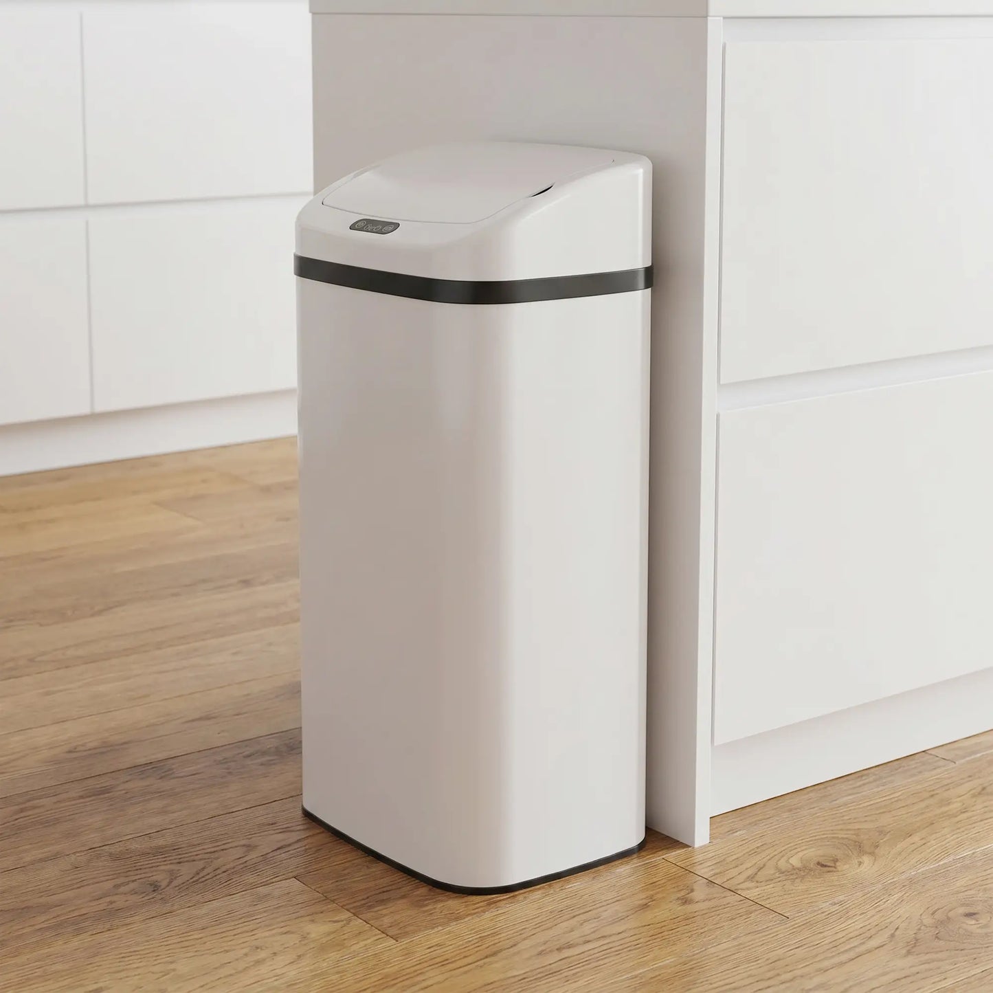 HOMCOM 48L Stainless Steel Kitchen Sensor Bin with Soft-Close Lid - White