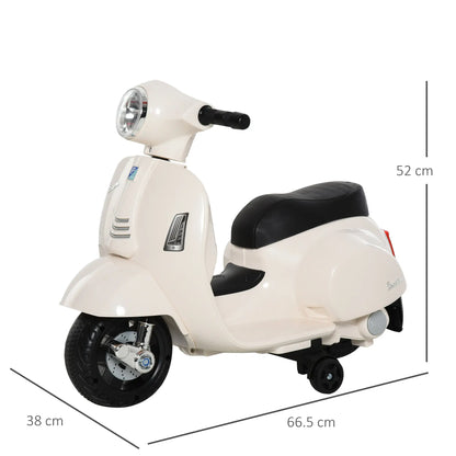 HOMCOM Vespa Licensed 6V Kids Electric Motorbike Ride On Motorcycle Battery Powered for 18-36 Months White