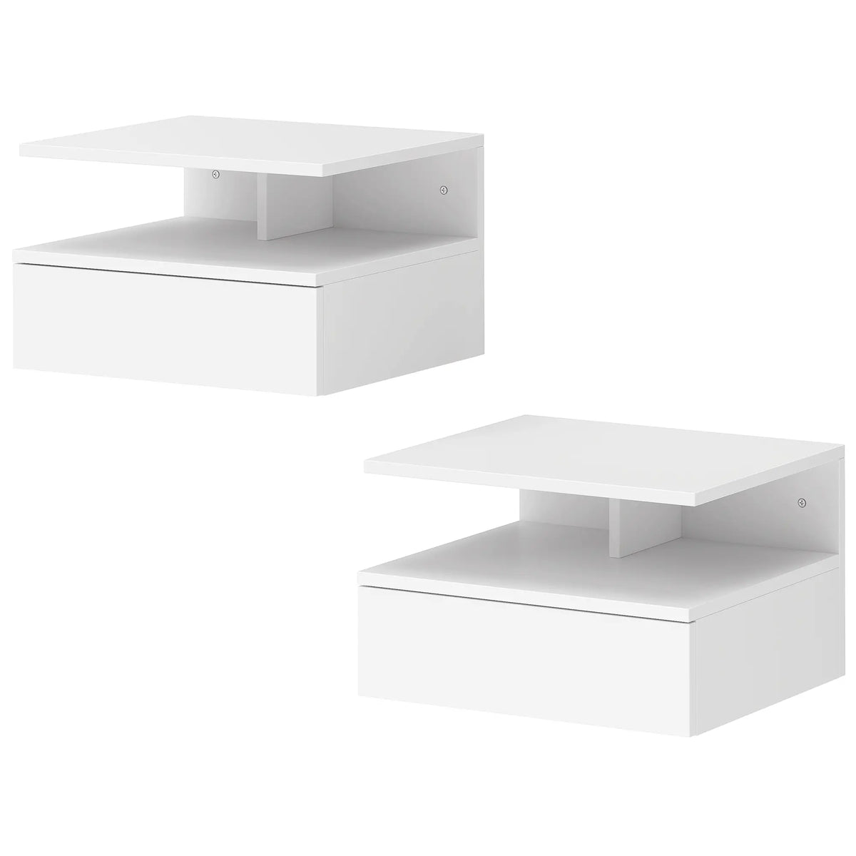 HOMCOM Set of Two Floating Bedside Tables Wall-Mounted Side Table - White