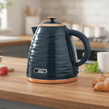 HOMCOM 3kW Rapid Boil Honeycomb Kitchen Kettle , 1.7L - Dark Blue