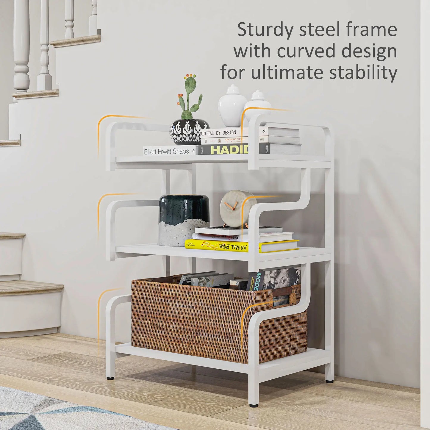 HOMCOM 3-Tier Printer Stand with Storage Shelves, Printer Table, Printer Shelf for Home Office