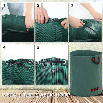 Outsunny Garden Waste Bags, 300L x 3 Heavy Duty, Foldable and Reusable Waste Sacks with Handles for Loading Leaf, Green