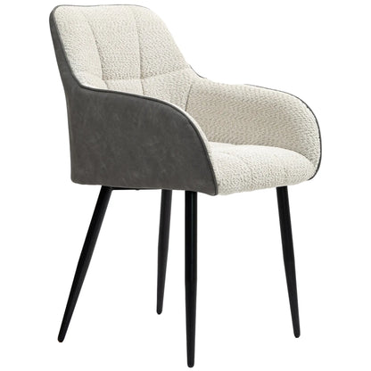 HOMCOM Accent Chair with Foot Pads, Upholstered Armchair with Chenille Fabric Front and PU Back, for Living Room Bedroom, Cream White