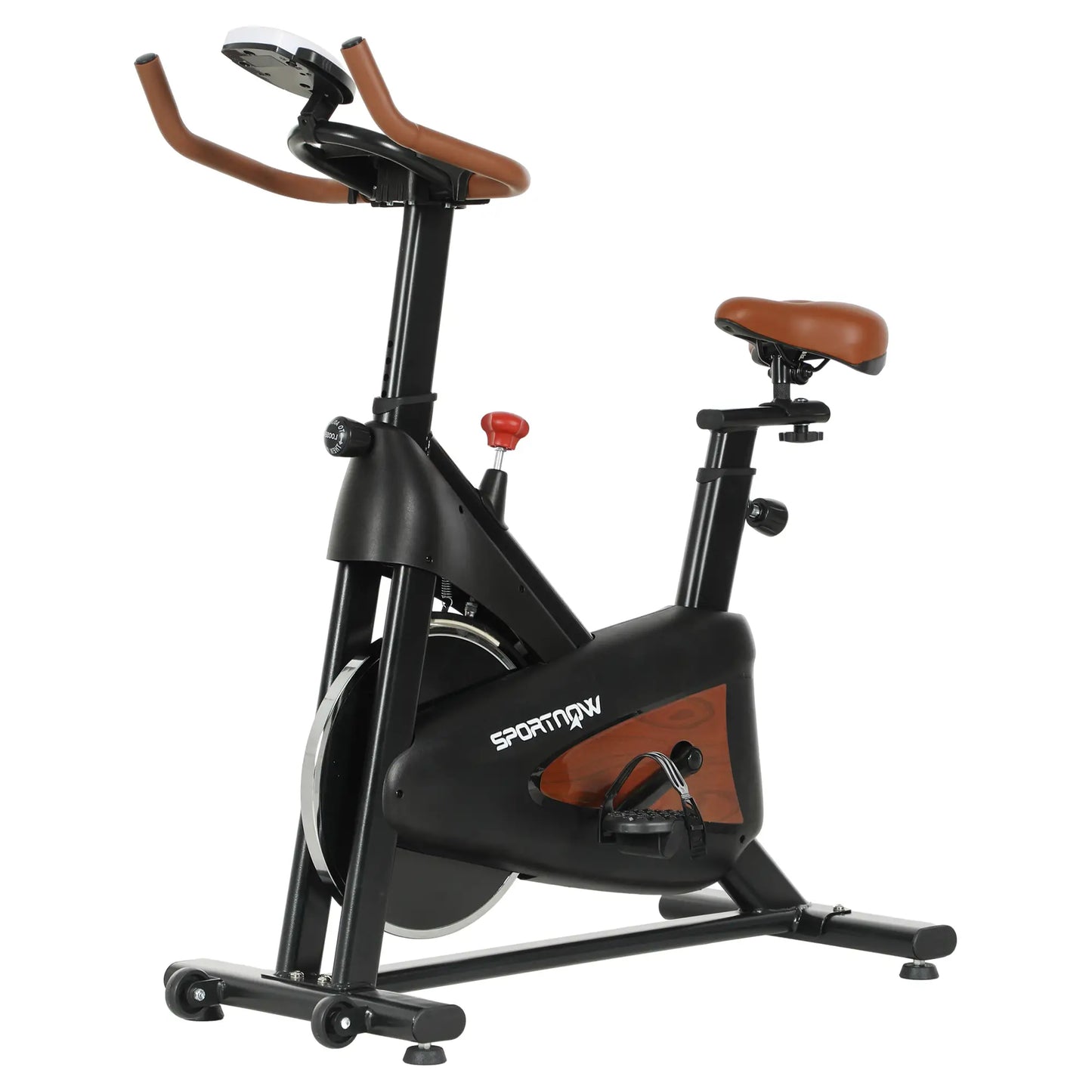 SPORTNOW Indoor Exercise Bike, Quiet Stationary Bike, Stylish Cycling Machine with Adjustable Seat and Resistance, LCD Monitor, for Home Gym Cardio Workout
