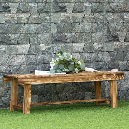 Outsunny 1 Piece 2-Seater Outdoor Indoor Wooden Garden Bench Fir Patio Loveseat, Carbonised