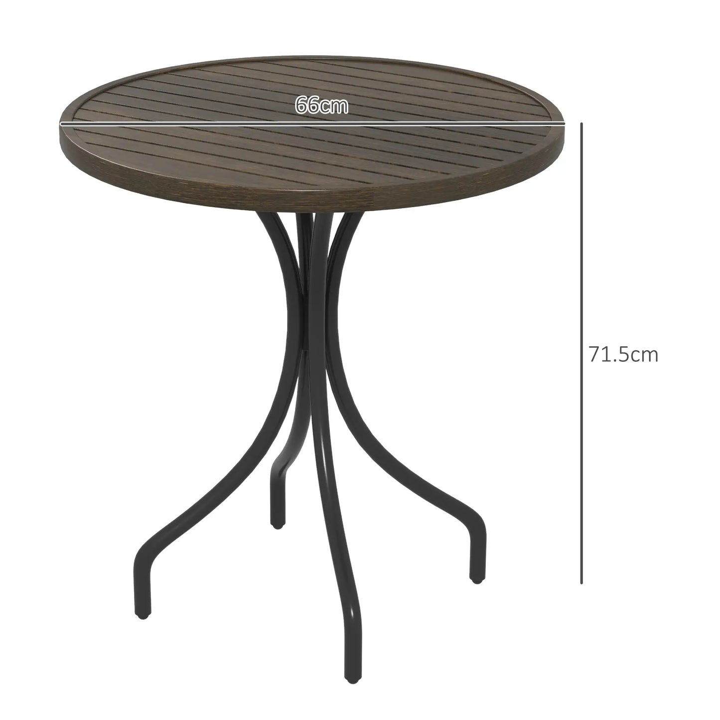 Outsunny Φ66cm Galvanised Steel Outdoor Garden Table - Brown