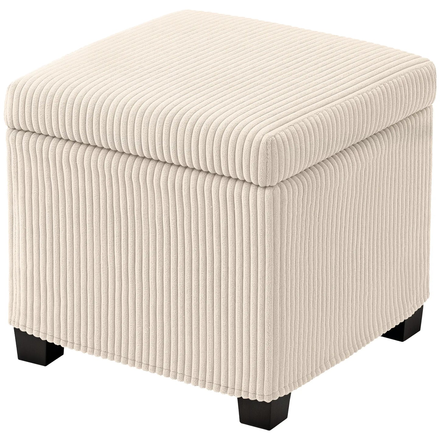 HOMCOM Storage Ottoman Bed End Bench, Corduroy Storage Chest Box with Wooden Legs, Beige
