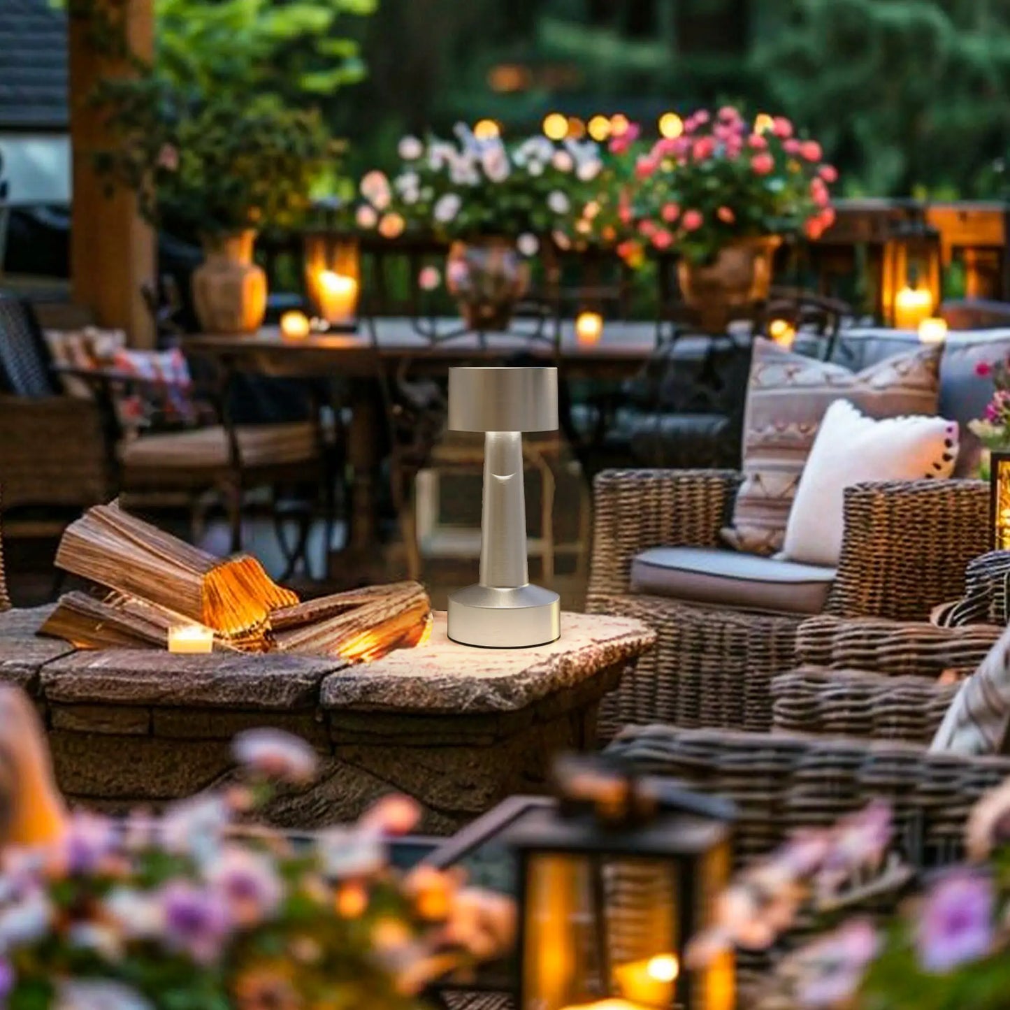 HOMCOM Cordless Table Lamp, Touch LED Desk Lamp with Rechargeable Battery, 3 Colour - Silver