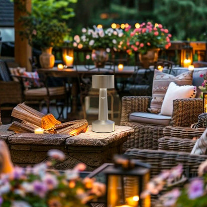 HOMCOM Cordless Table Lamp, Touch LED Desk Lamp with Rechargeable Battery, 3 Colour - Silver