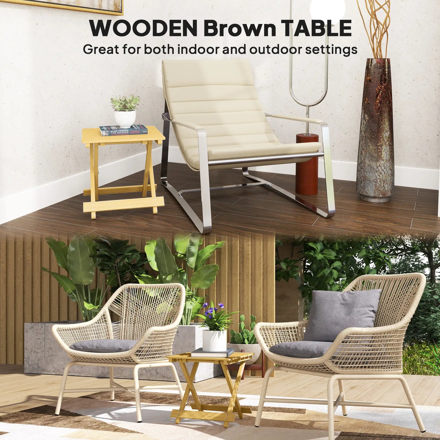 Outsunny Garden Furniture Wooden Foldable Outdoor Coffee Table