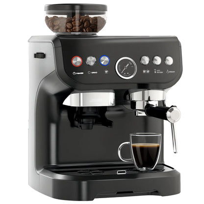 HOMCOM 15 Bar Coffee Machine, with Adjustable Grind, Steamer and Accessories