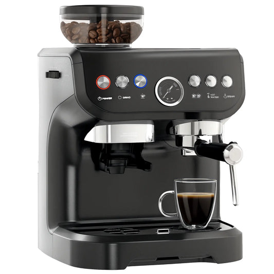 HOMCOM 15 Bar Coffee Machine, with Adjustable Grind, Steamer and Accessories
