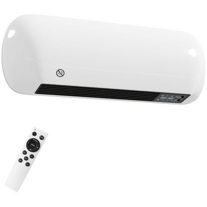 HOMCOM 2000W Ceramic Electric Heater with Fan, Adjustable Thermostat, Wall Mounted - White