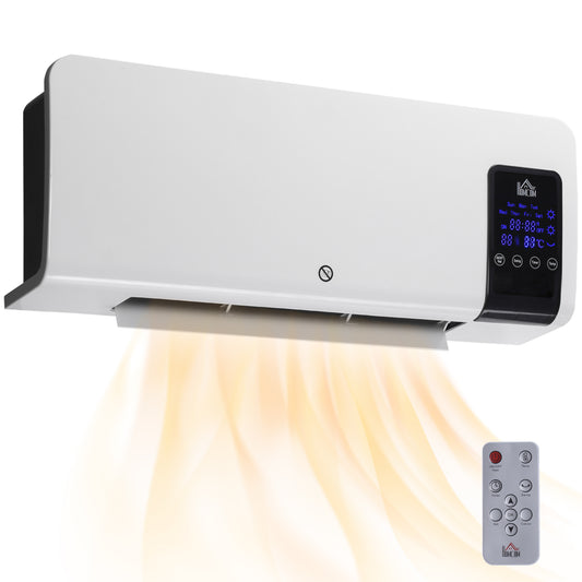 HOMCOM 2000W Wall-Mounted Electric Heater, 18-45°C Temperature, White