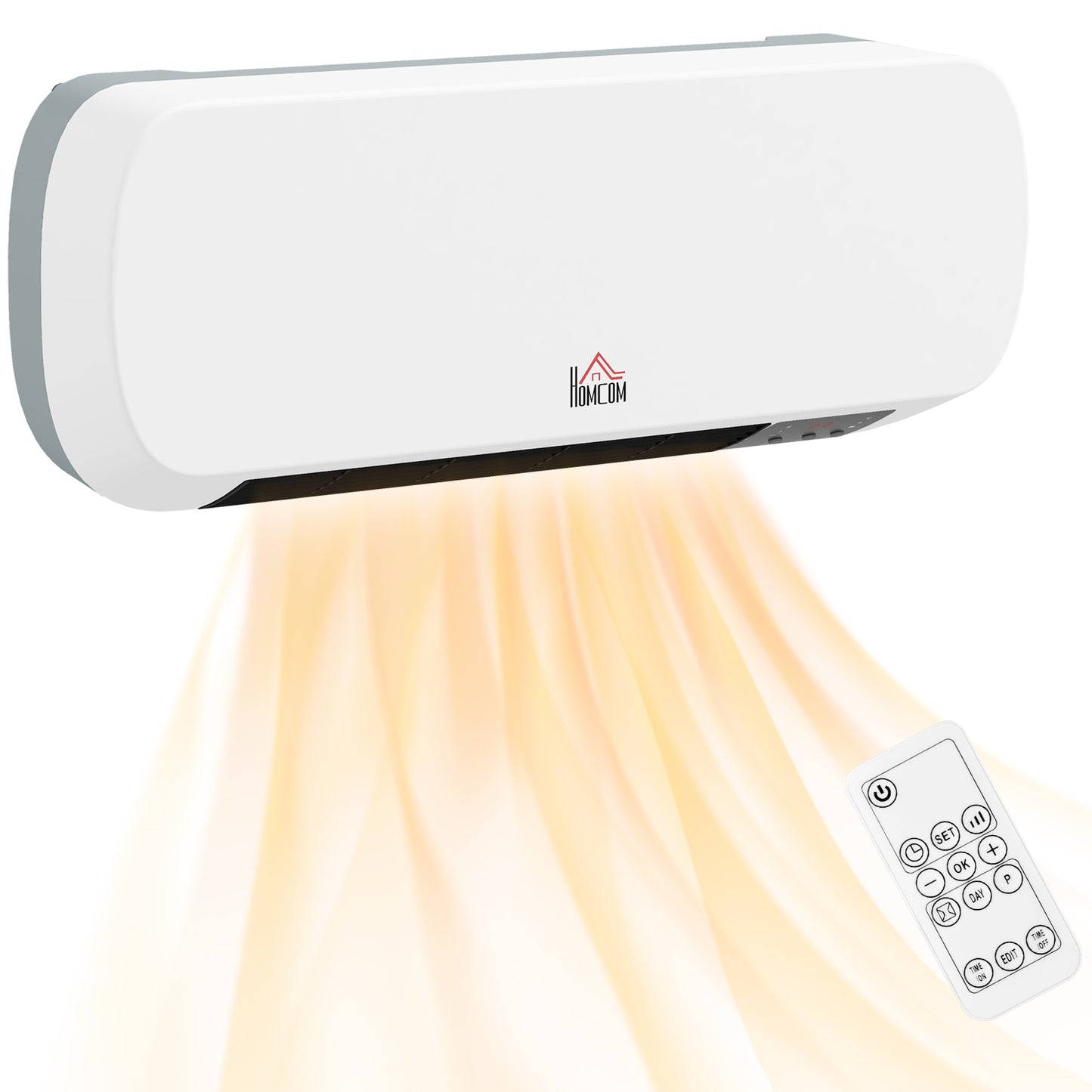 HOMCOM 2000W Wall Mounted Ceramic Electric Space Heater, 10-49°C Temperature, White
