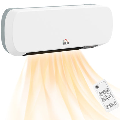 HOMCOM 2000W Wall Mounted Ceramic Electric Space Heater, 10-49°C Temperature, White