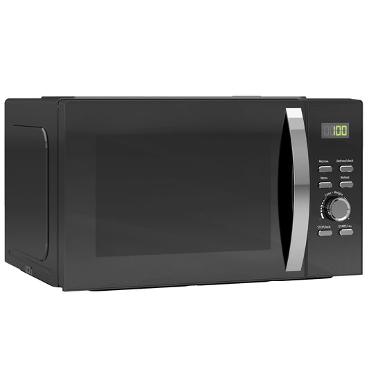HOMCOM 23L 800W Digital Solo Microwave Oven with 5 Power Levels, Automatic Defrost, 8 Auto Cook Menus, Small, Black