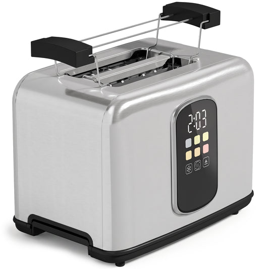 HOMCOM 2 Slice Smart Toaster with Touch Screen, LED Countdown & Warming Rack, Memory Function