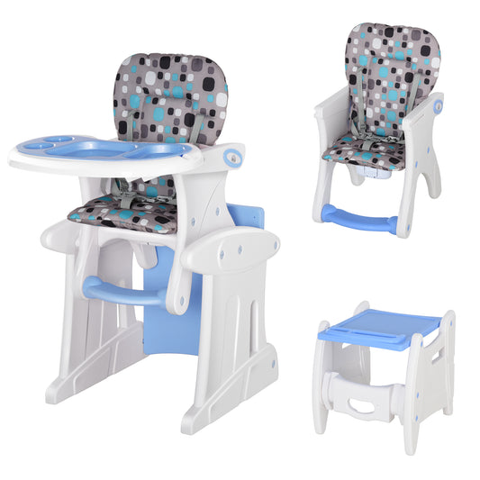 HOMCOM 2 in 1 Convertible Baby High Chair Toddler Table Chair Infant Feeding Seat Removable Food Tray Safety Harness