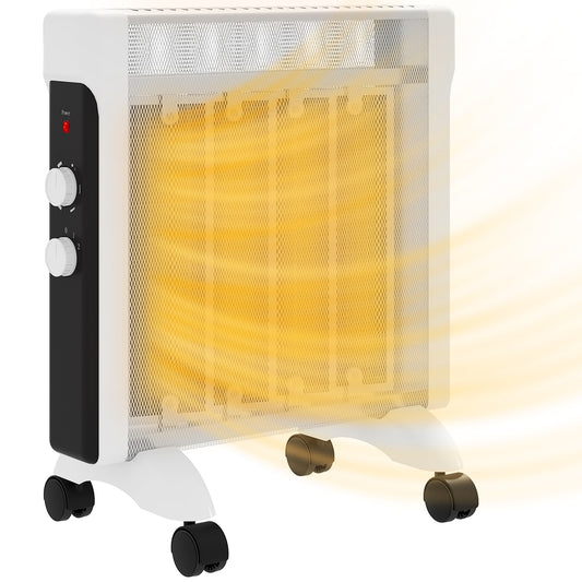 HOMCOM 2kW Electric Space Heater, 10-45℃ Temperature with Four Wheels - White