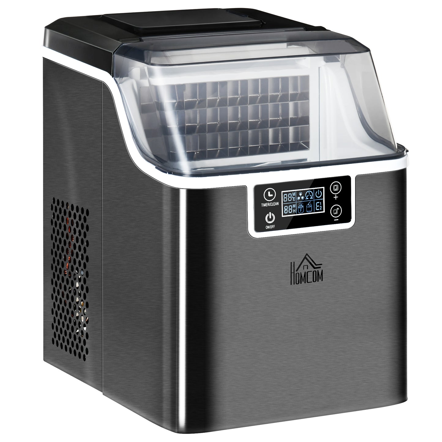HOMCOM 3.2L Compact Ice Machine with LCD Screen and Accessories - Black