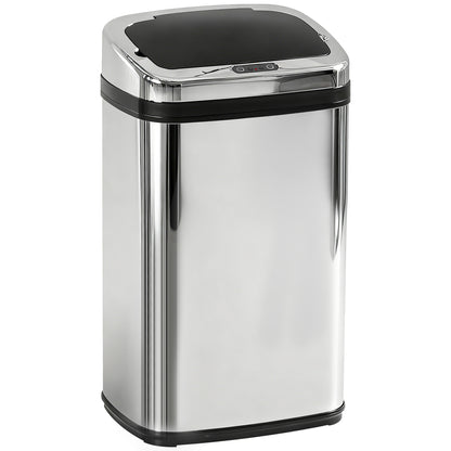 HOMCOM 30L Stainless Steel Motion Sensor Kitchen Bin with Lid - Silver Tone