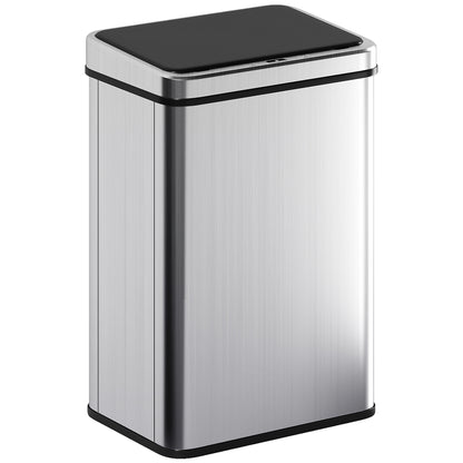 HOMCOM 40L Sensor Bin with Quiet Lid, Automatic Touchless Motion Sensor Kitchen Bin with Fingerprint Resistant Stainless Steel, Silver Tone