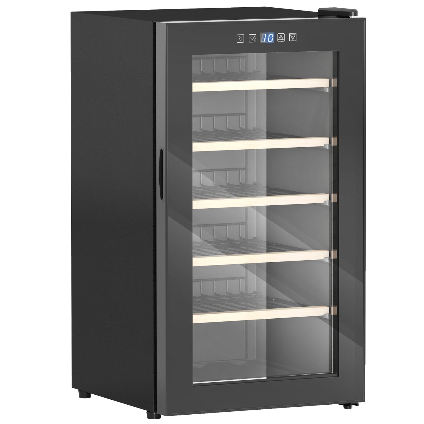 HOMCOM 41 Bottle Wine Fridge, 91 Litre Capacity, 45cm Freestanding Wine Cooler Fridge with LED Light, Digital Touch Screen, Black