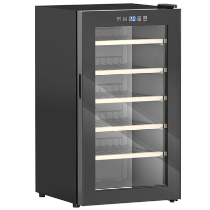 HOMCOM 41 Bottle Wine Fridge, 91 Litre Capacity, 45cm Freestanding Wine Cooler Fridge with LED Light, Digital Touch Screen, Black