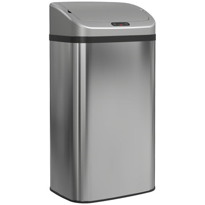HOMCOM 48L Stainless Steel Kitchen Rubbish Sensor Bin - Silver-Tone