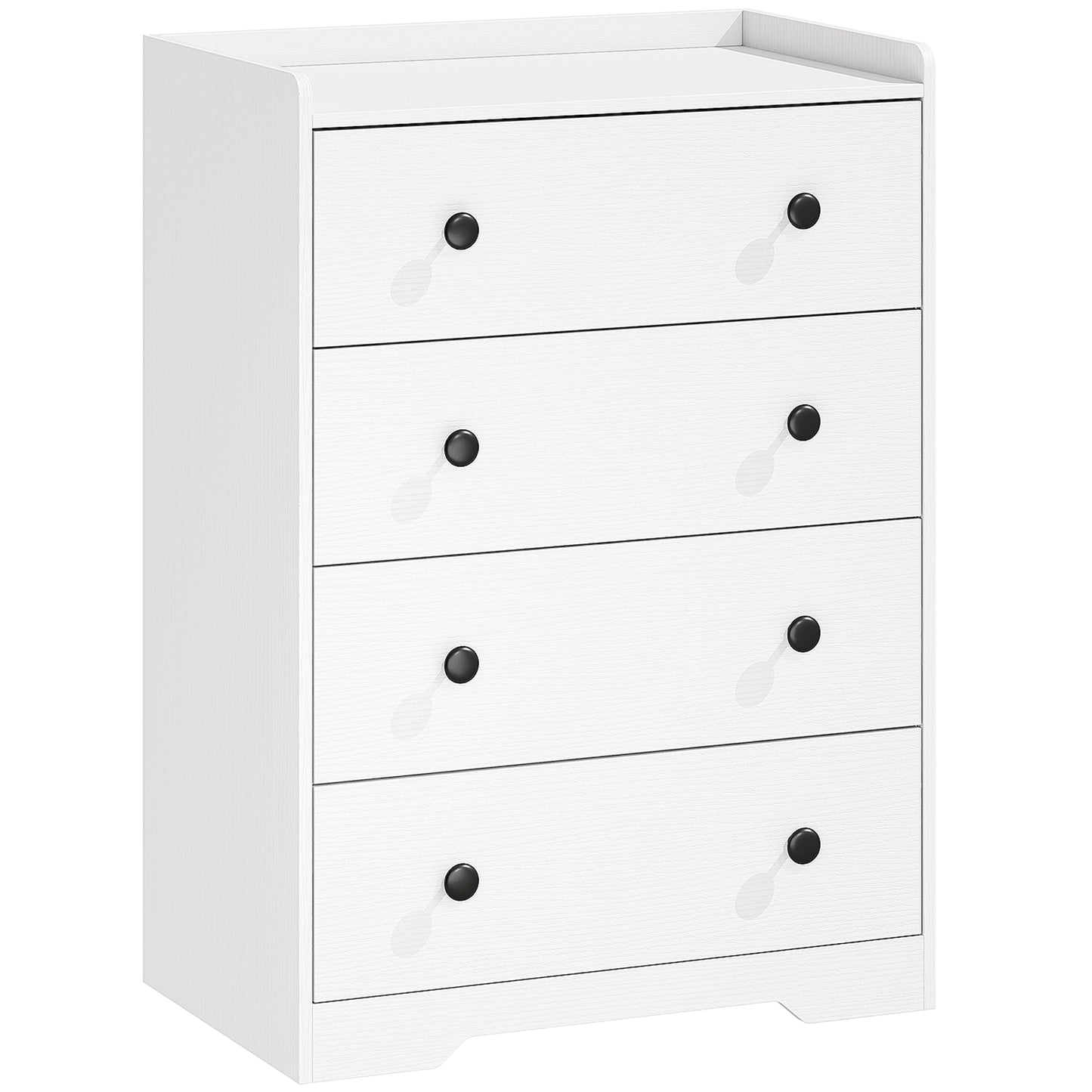HOMCOM 4 Drawer Chest of Drawers, Modern Dresser for Bedroom, Storage Cabinet, White Wood Effect