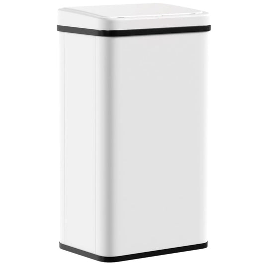 HOMCOM 50L Motion Sensor Kitchen Bin with Soft-Close Lid, Stainless Steel Automatic Touchless Bin, White