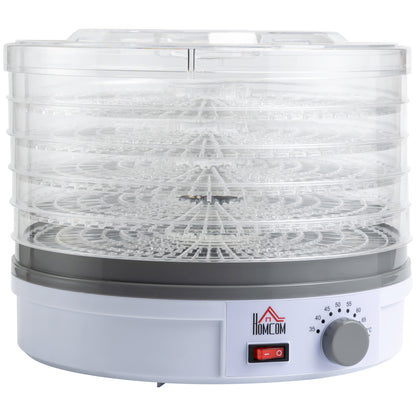 HOMCOM 5 Tier Food Dehydrator, 245W Food Dryer Machine with Adjustable Temperature for Drying Fruit, Meat, Vegetable, White