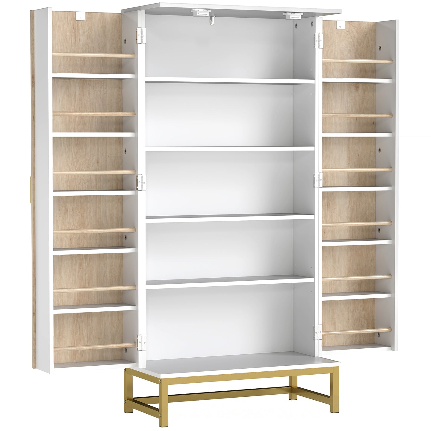 HOMCOM 5 Tiers Kitchen Cupboard, Freestanding Kitchen Cabinet with Double Doors, 12 Spice Racks, White