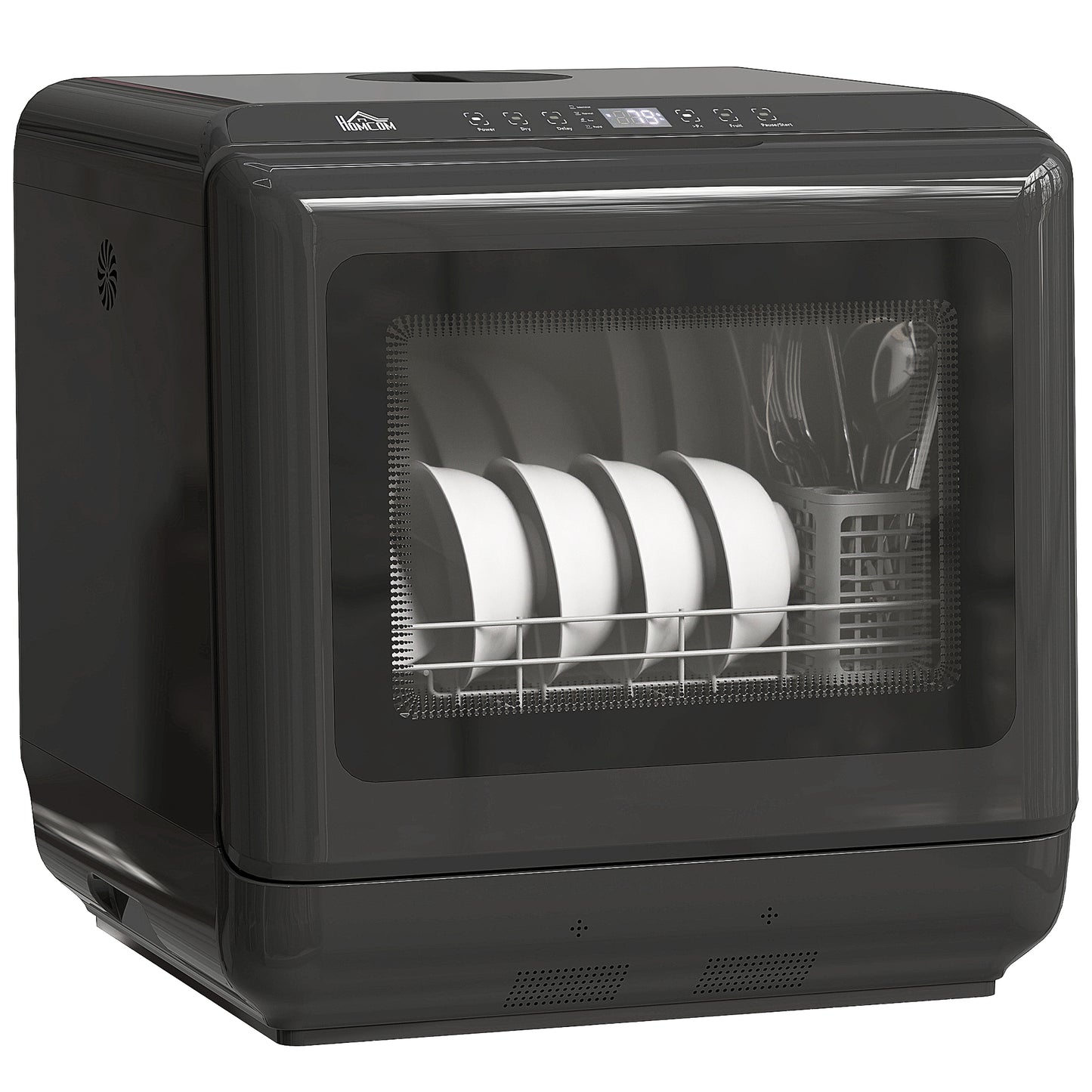 HOMCOM 6L Five-Mode Kitchen Tabletop Dishwasher - Black