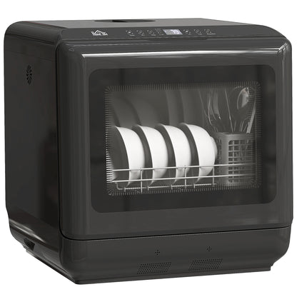 HOMCOM 6L Five-Mode Kitchen Tabletop Dishwasher - Black