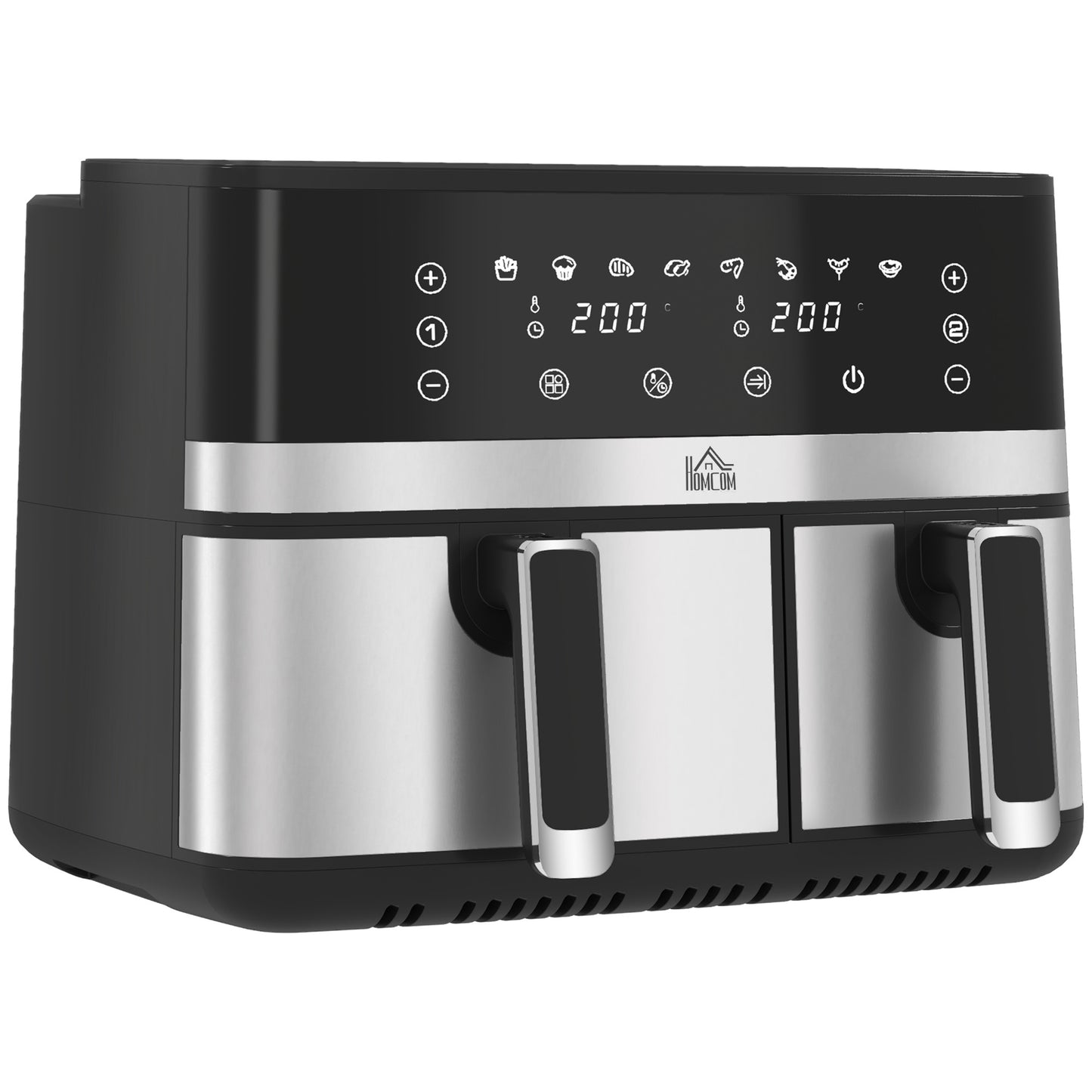 HOMCOM 8.5L Dual Basket Air Fryer, with Sync and Multi-Menu Kitchen Cooking