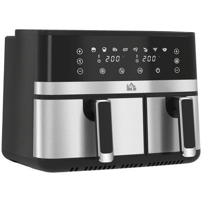 HOMCOM 8.5L Dual Basket Air Fryer, with Sync and Multi-Menu Kitchen Cooking