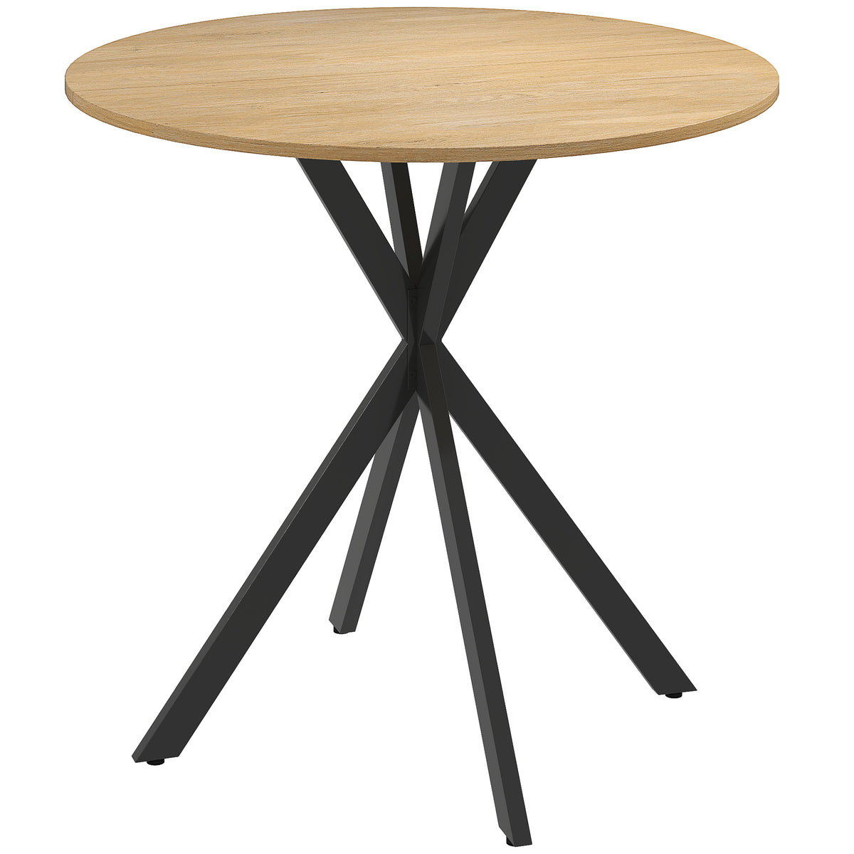 HOMCOM 80cm Industrial Round Kitchen Dining Table - White Oak