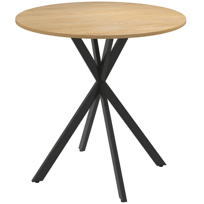 HOMCOM 80cm Industrial Round Kitchen Dining Table - White Oak