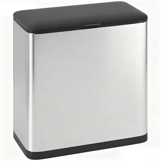 HOMCOM 8L Hanging Kitchen Bin, Rubbish Bin with Lid & Removable Inner Bucket for Under Cabinet, Under Sink, Office