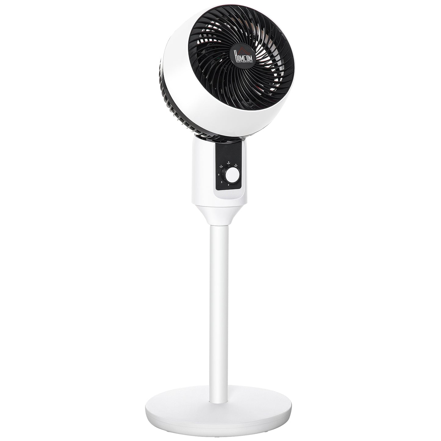 HOMCOM 9'' Air Circulator Fan 3 Speed, 70° Oscillation 90° Vertical Tilt, Carry Handle, Pedestal Fan, White & Black
