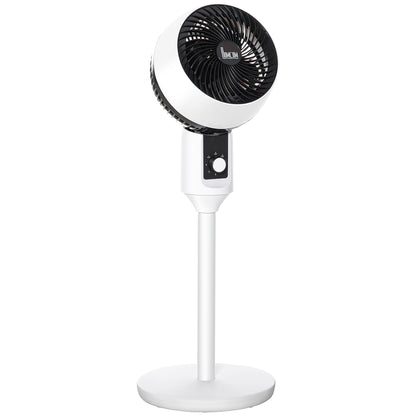 HOMCOM 9'' Air Circulator Fan 3 Speed, 70° Oscillation 90° Vertical Tilt, Carry Handle, Pedestal Fan, White & Black