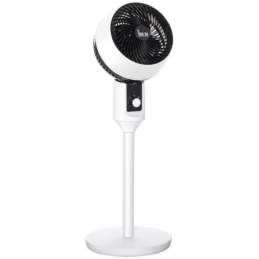 HOMCOM 9'' Air Circulator Fan 3 Speed, 70° Oscillation 90° Vertical Tilt, Carry Handle, Pedestal Fan, White & Black