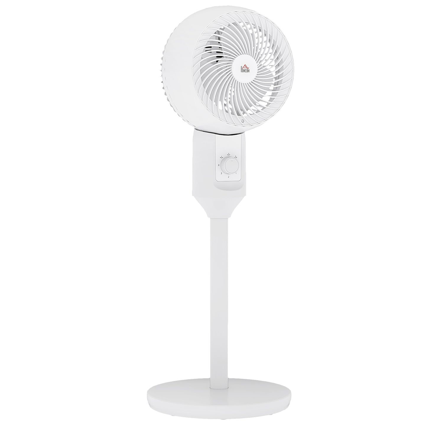 HOMCOM 9" Pedestal Fan, 70° Oscillation 90° Vertical Tilt Oscillating Air Circulator with 3 Speeds, Standing Fan, White