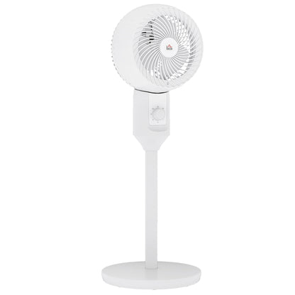 HOMCOM 9" Pedestal Fan, 70° Oscillation 90° Vertical Tilt Oscillating Air Circulator with 3 Speeds, Standing Fan, White