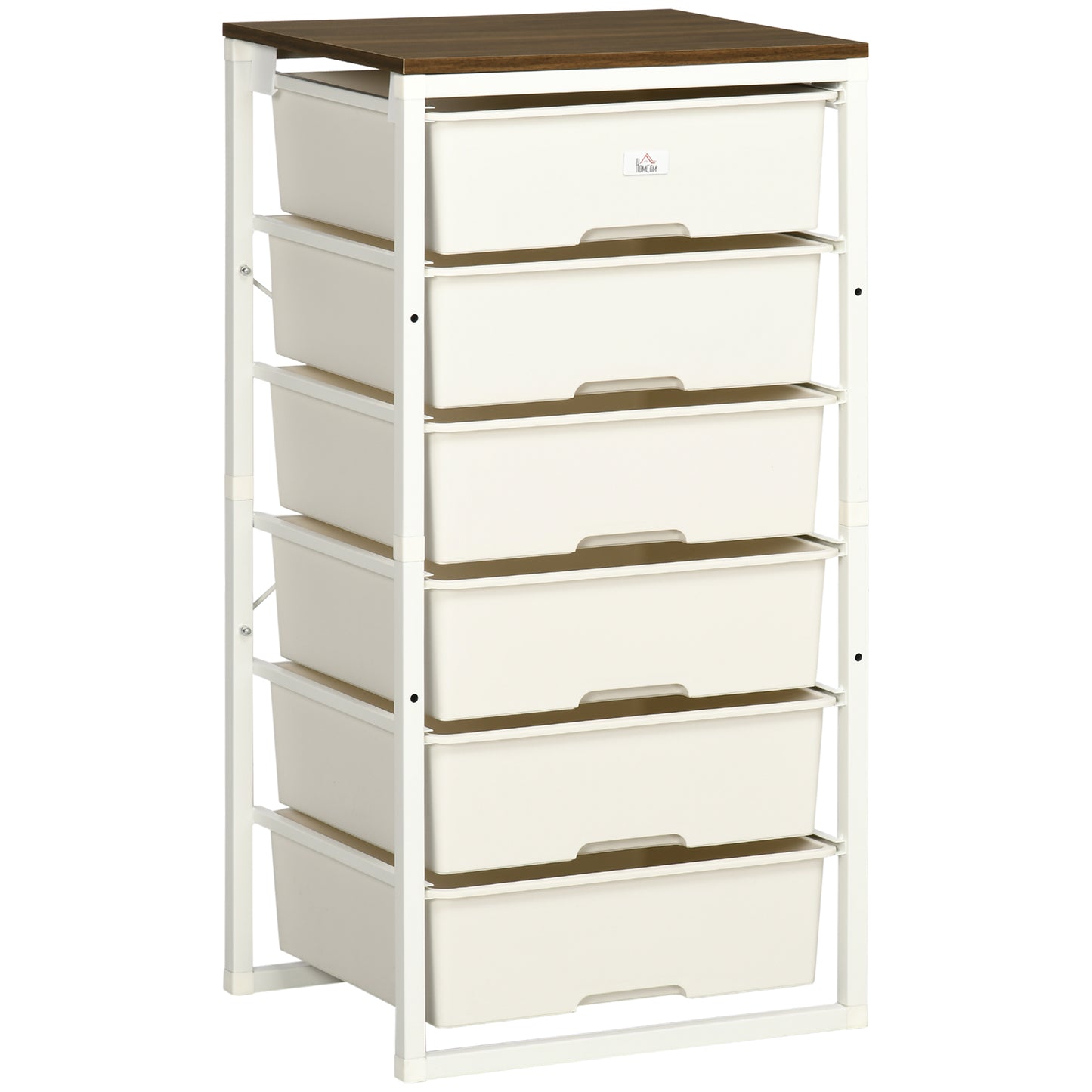 HOMCOM Bedroom Chest of Drawers, 6-Drawer Dresser, Tall Storage Drawer Unit with Steel Frame, White