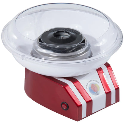 HOMCOM Candy Floss Machine, 550W Retro Cotton Maker Gadgetry with 10 Candyfloss Sticks, Non-Slip Base, Red