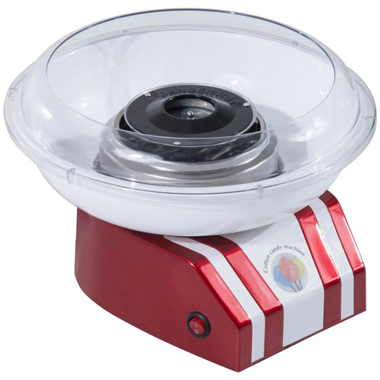 HOMCOM Candy Floss Machine, 550W Retro Cotton Maker Gadgetry with 10 Candyfloss Sticks, Non-Slip Base, Red